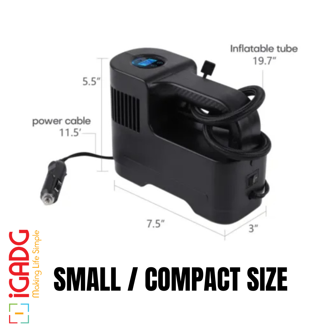 iGADG 12V Digital Small Tyre Inflator for Cars and Bike