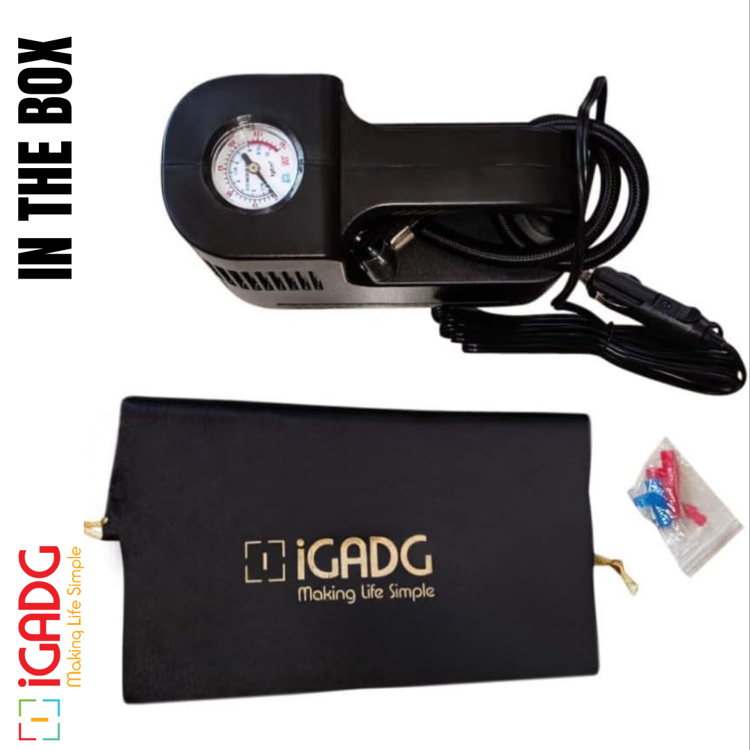 iGADG 12V Small Tyre Inflator For Car and Bike