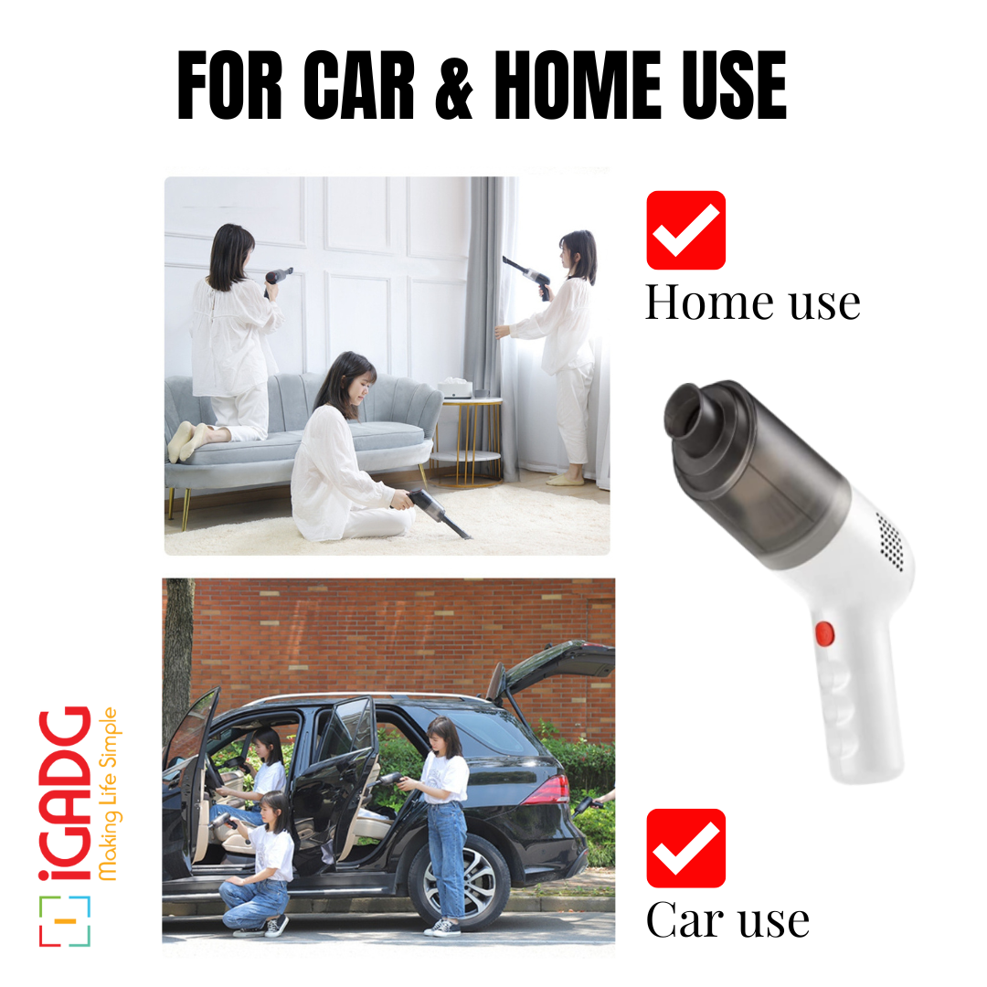 iGADG Handheld Car Vacuum Cleaner | Dual Battery | USB Rechargeable | Renewed