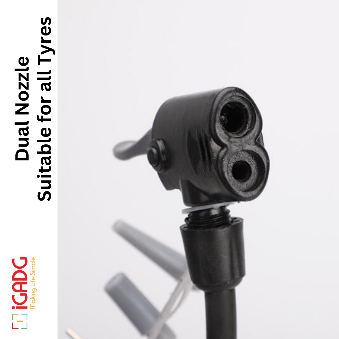 iGADG A1 Single Barrel Steel Foot Pump For Inflating Tyres, Balloons, Air beds