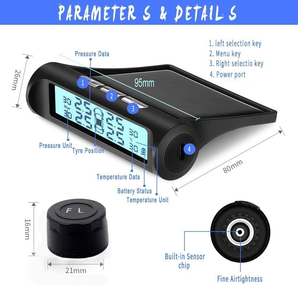 Car Tyre Pressure Monitoring System - External (TPMS)