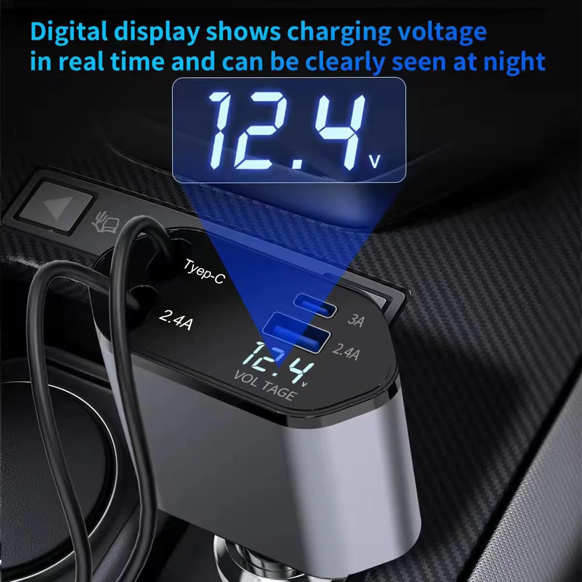 Retractable 4-in-1 Fast Car Charger