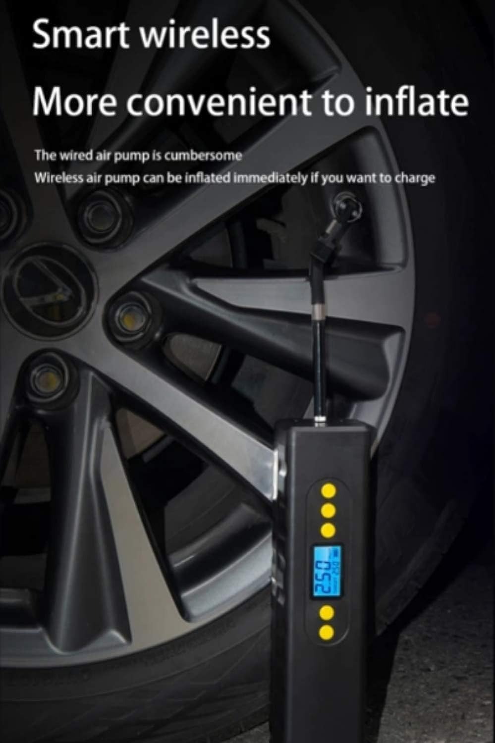 High Capacity Wireless Car Tyre Inflator with LED Light | 60 minute run time