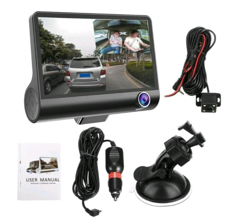 DriveGuard Pro: 3-Lens Car Dash Camera - Full HD 1080P, Smart DVR, Reversing Video Recorder