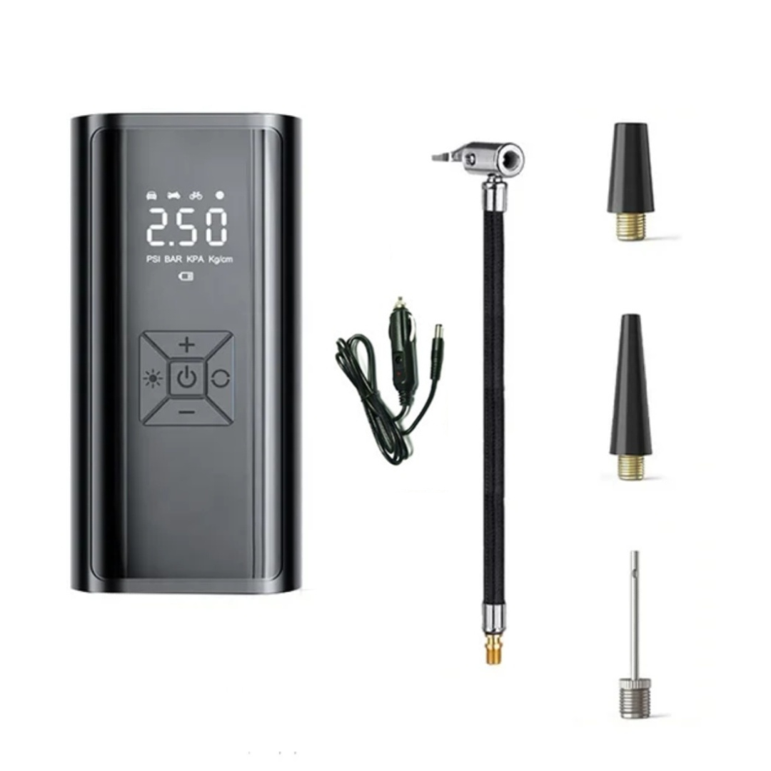 iGADG Dual Power Wired & Wireless Mini Tyre Inflator | Car & Bike with Auto-Shut | Works on 12v & Battery | Comes with EVA hard case