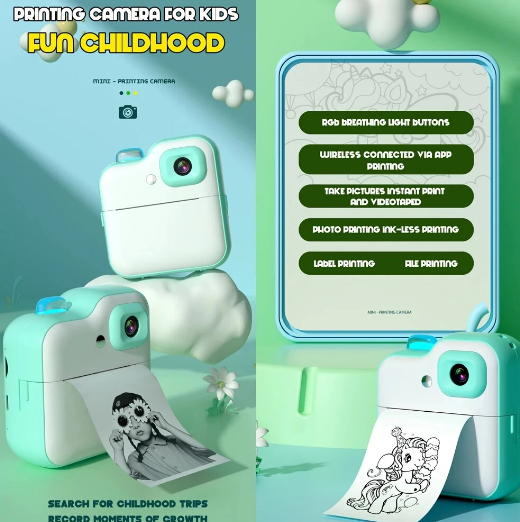 Q6 Instant Thermal Photo Camera for Kids / Children- Print anytime anywhere