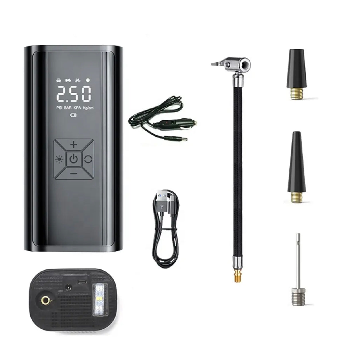 iGADG Dual Power Wired & Wireless Mini Tyre Inflator | Car & Bike with Auto-Shut | Works on 12v & Battery | Comes with EVA hard case