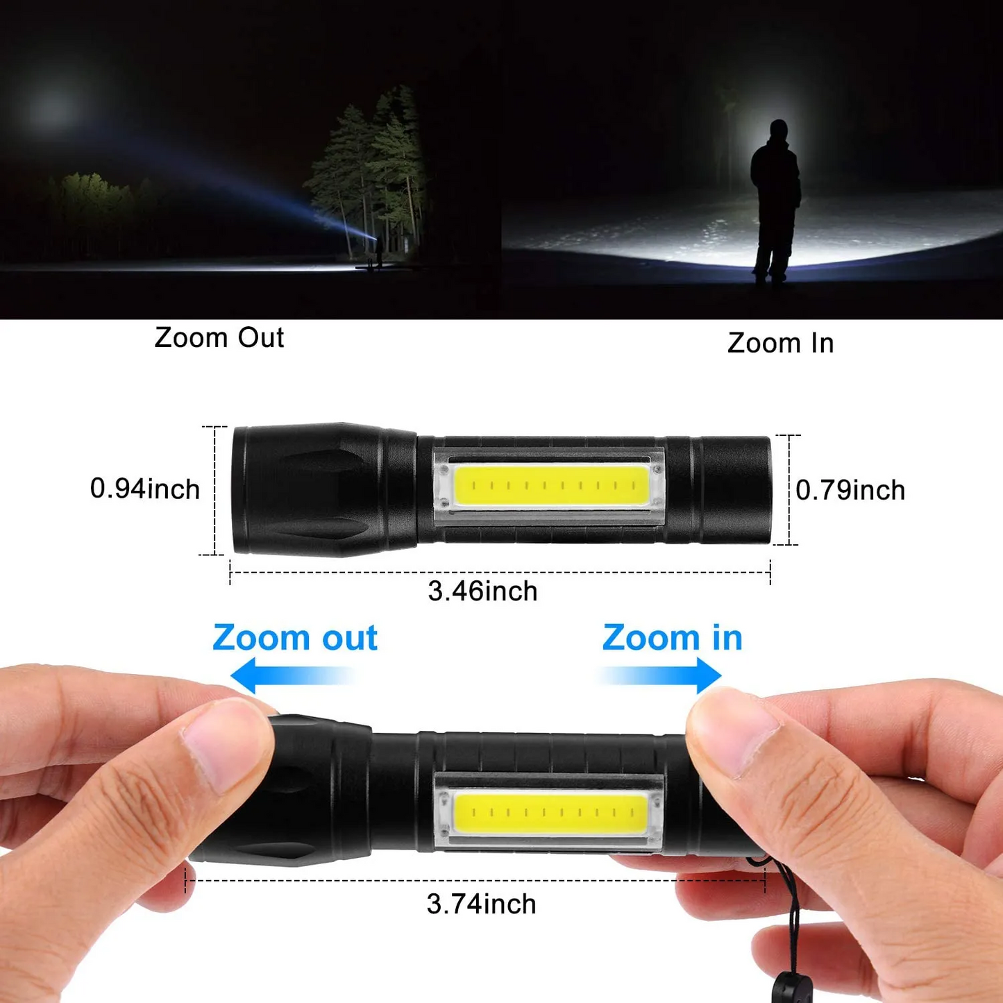 Mini Size Torch with zoom in - zoom out | Rechargeable | Compact | Affordable