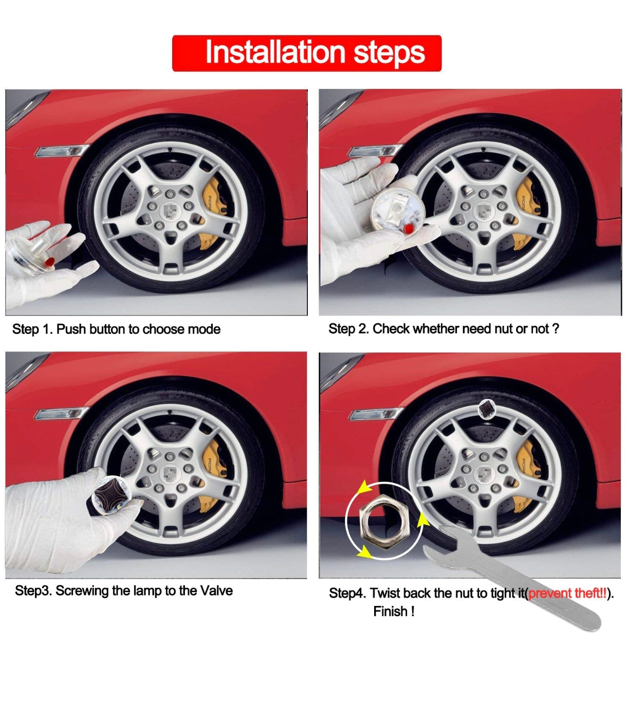 Solar LED Tire Wheel Valve Cap Lights – Motion Sensor, Waterproof, Colorful Flashing for Car, Bike, Motorcycle