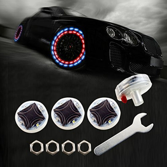 Solar LED Tire Wheel Valve Cap Lights – Motion Sensor, Waterproof, Colorful Flashing for Car, Bike, Motorcycle