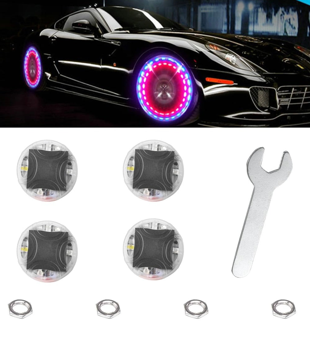 Solar LED Tire Wheel Valve Cap Lights – Motion Sensor, Waterproof, Colorful Flashing for Car, Bike, Motorcycle