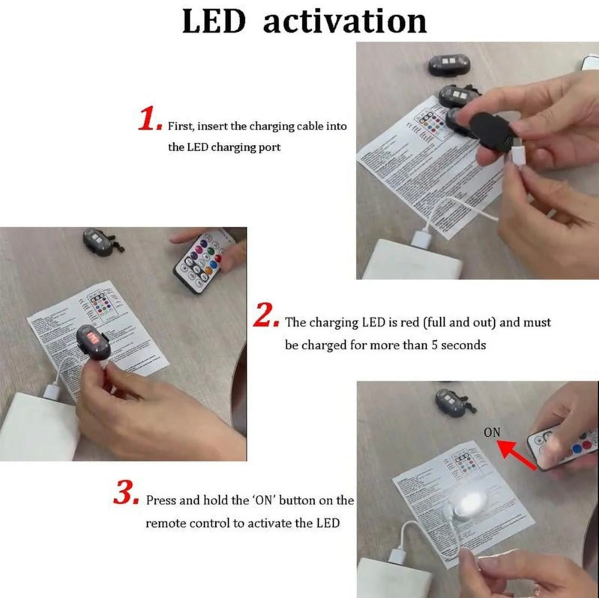 Wireless LED Strobe Lights with Remote – USB Rechargeable, 8 Colors, Emergency Flashers for Car, Bike, Drone