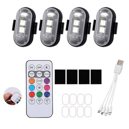 Wireless LED Strobe Lights with Remote – USB Rechargeable, 8 Colors, Emergency Flashers for Car, Bike, Drone