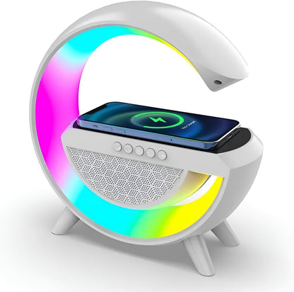 G Speaker Lamp – 3-in-1 Bluetooth Speaker with Wireless Fast Charging, APP-Controlled RGB Light, and Sunrise Alarm Clock for Bedroom & Bedside Table