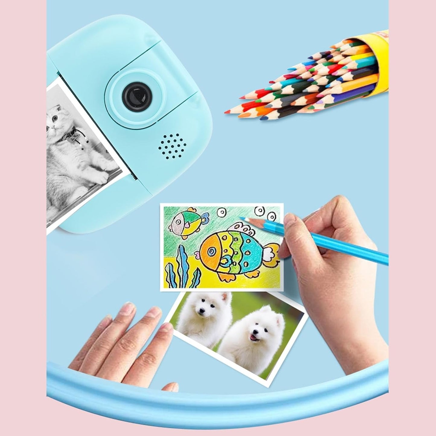 A19 Instant Children Camera with Printer | 2 inch Screen | Rechargeable Battery | Gift for Kids