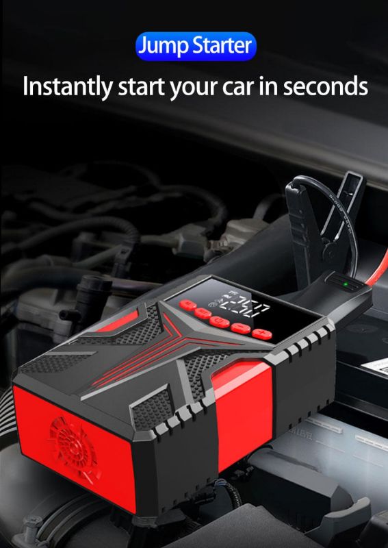 Roadside Savior: 2023 Portable 4-in-1 Car Emergency Kit - Jump Starter, Battery Pack, Air Compressor
