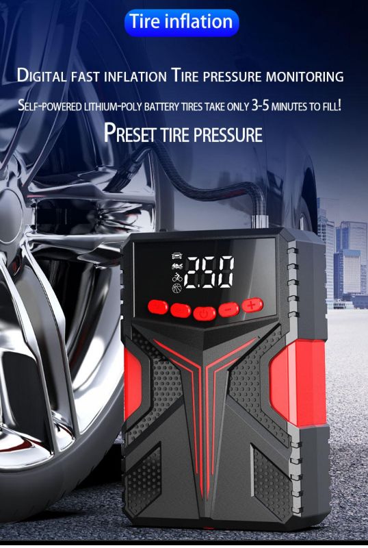 Roadside Savior: 2023 Portable 4-in-1 Car Emergency Kit - Jump Starter, Battery Pack, Air Compressor