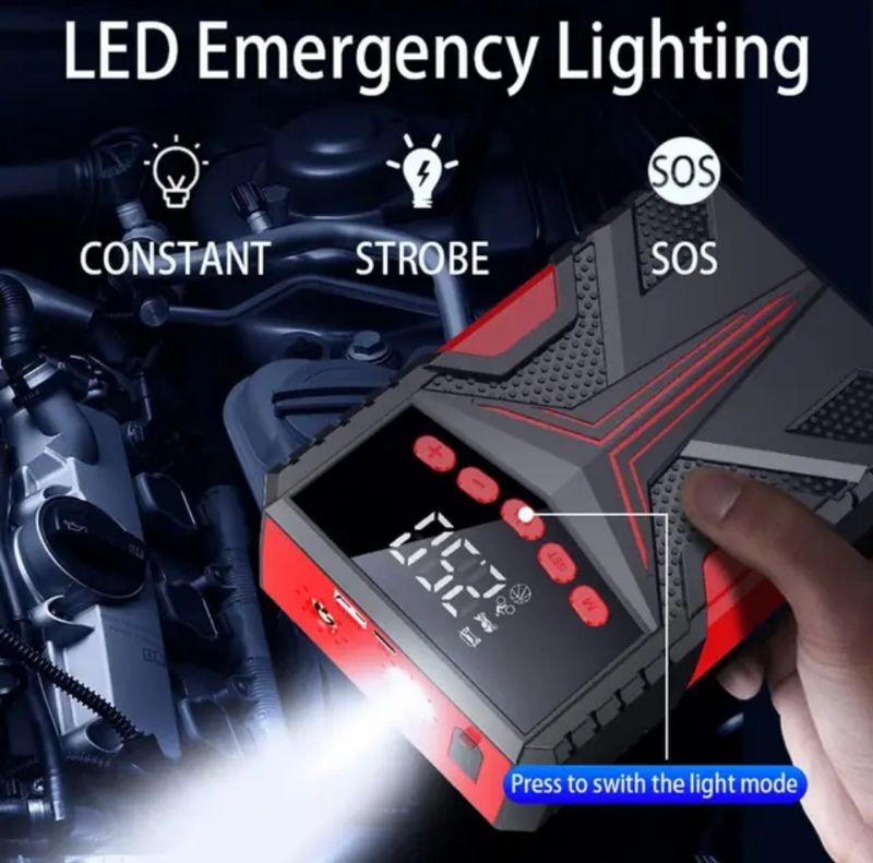 Roadside Savior: 2023 Portable 4-in-1 Car Emergency Kit - Jump Starter, Battery Pack, Air Compressor