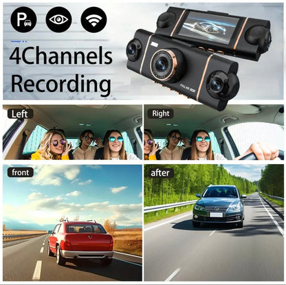 4 Lens 360° Car Dash Camera | Full HD, G-Sensor, Motion Detection, Night Vision, Loop & Parking Recording