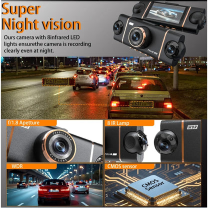 4 Lens 360° Car Dash Camera | Full HD, G-Sensor, Motion Detection, Night Vision, Loop & Parking Recording