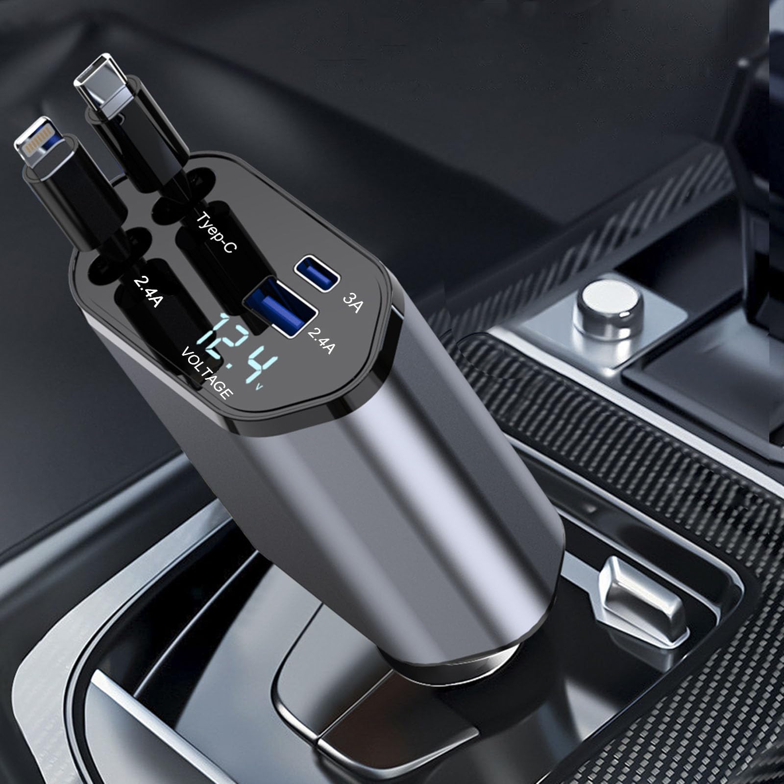 Retractable 4-in-1 Fast Car Charger