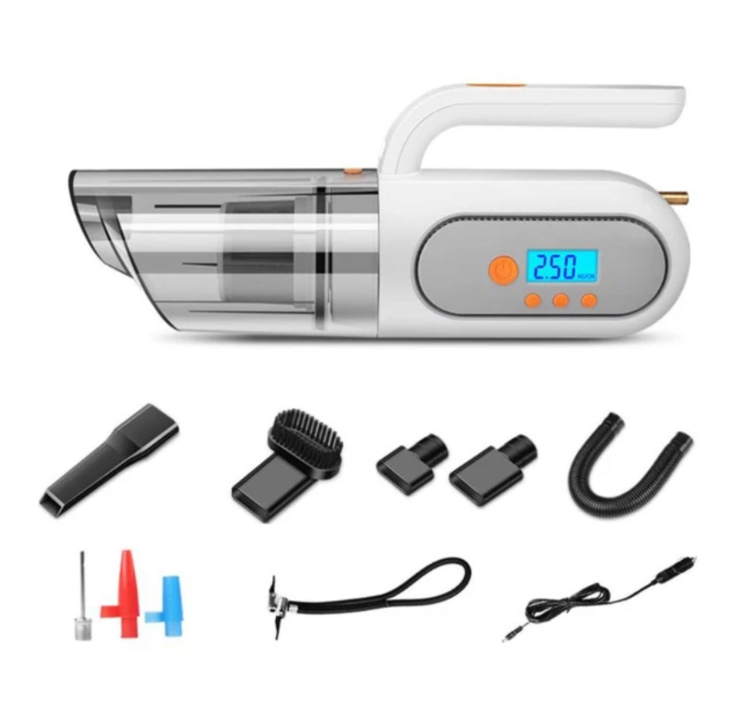 iGADG 4 in 1 Car Toolkit -  Portable Handheld Car Vacuum Cleaner with Tyre Inflator LED Light & Pressure Guage
