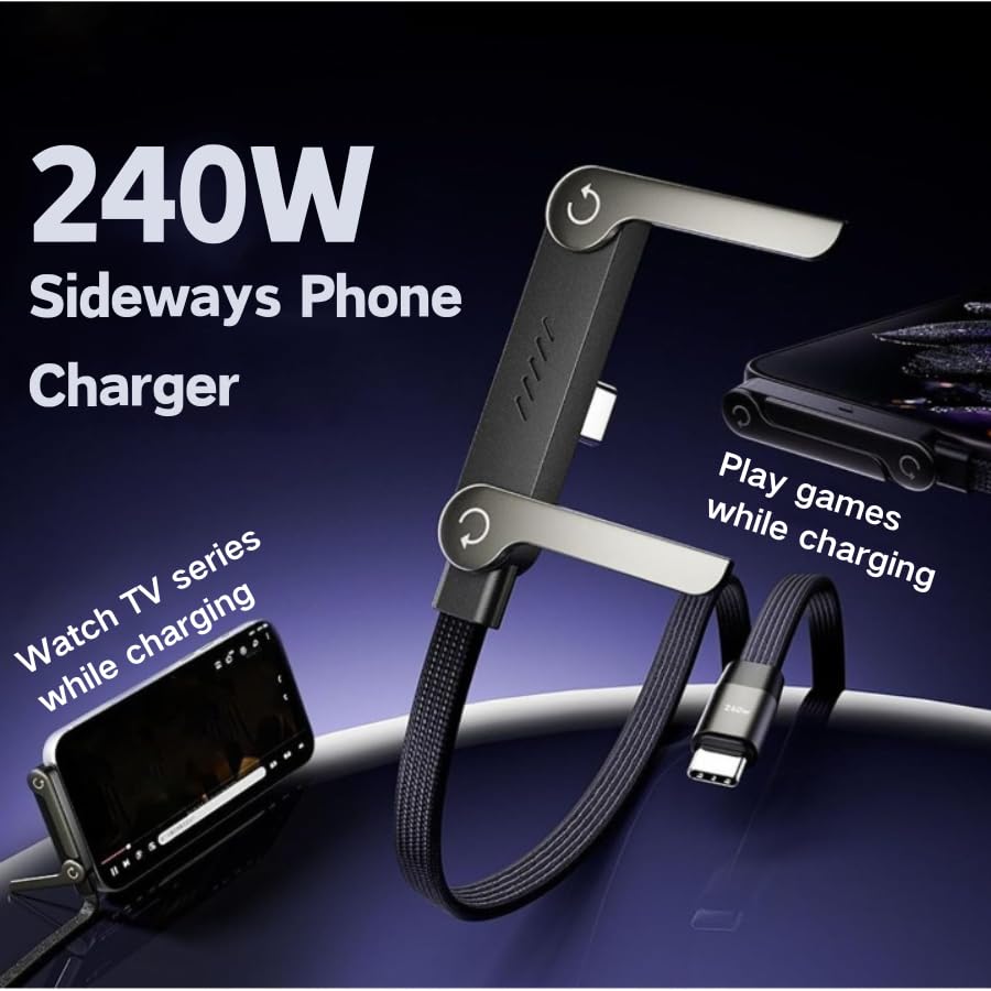 Mobile Braided Cable with Foldable Phone Stand | 240W Fast Charging