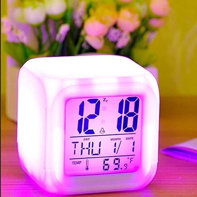 Digital Multi Color Changing Clock with Alarm Function