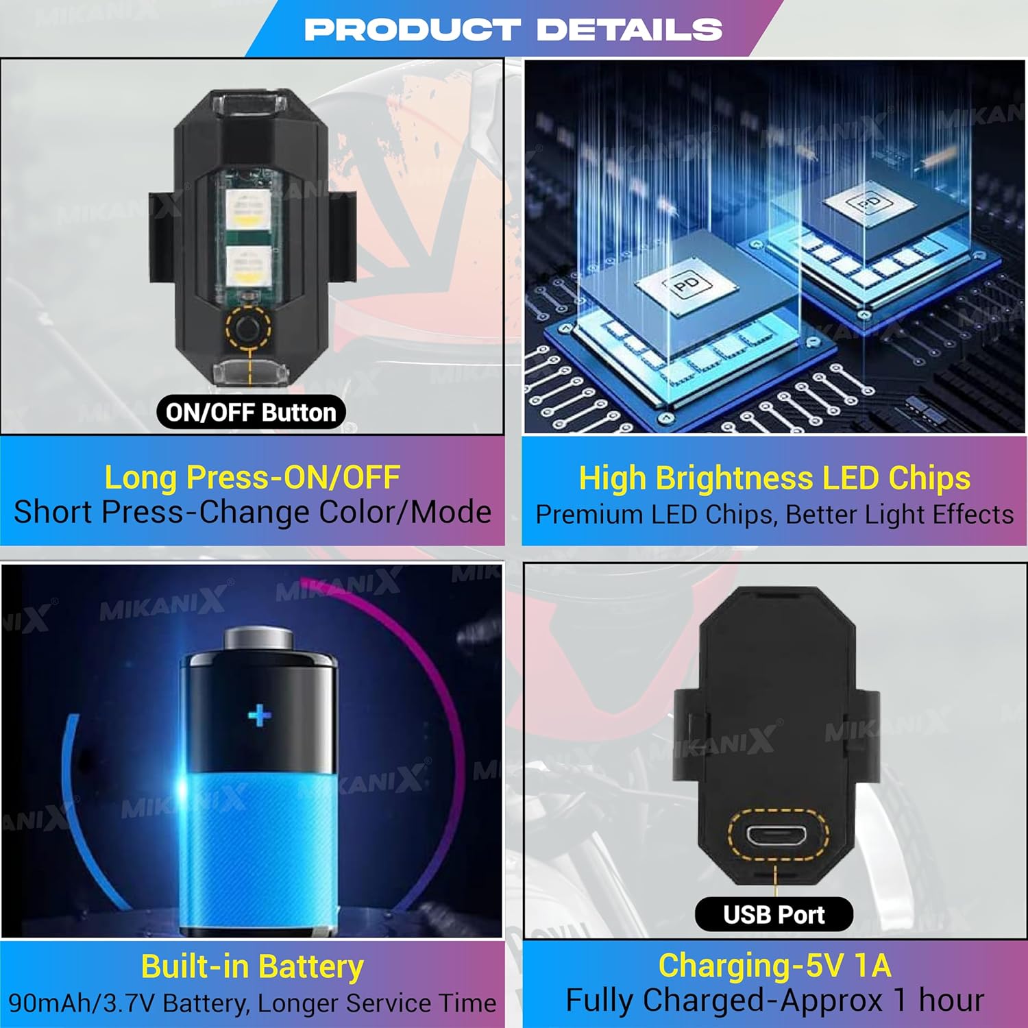 M3 Rechargeable LED Flashing Safety Light for Bike, Bicycle, Helmet & Drone