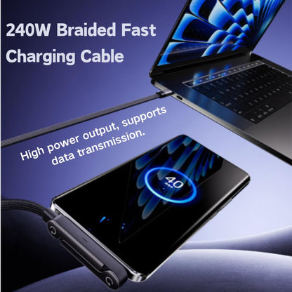 Mobile Braided Cable with Foldable Phone Stand | 240W Fast Charging