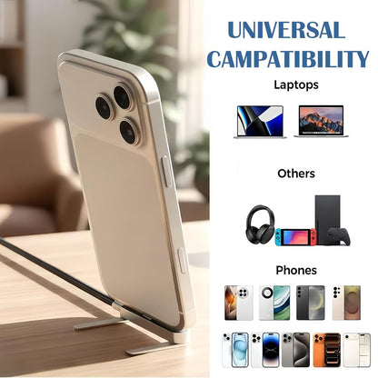 Mobile Braided Cable with Foldable Phone Stand | 240W Fast Charging