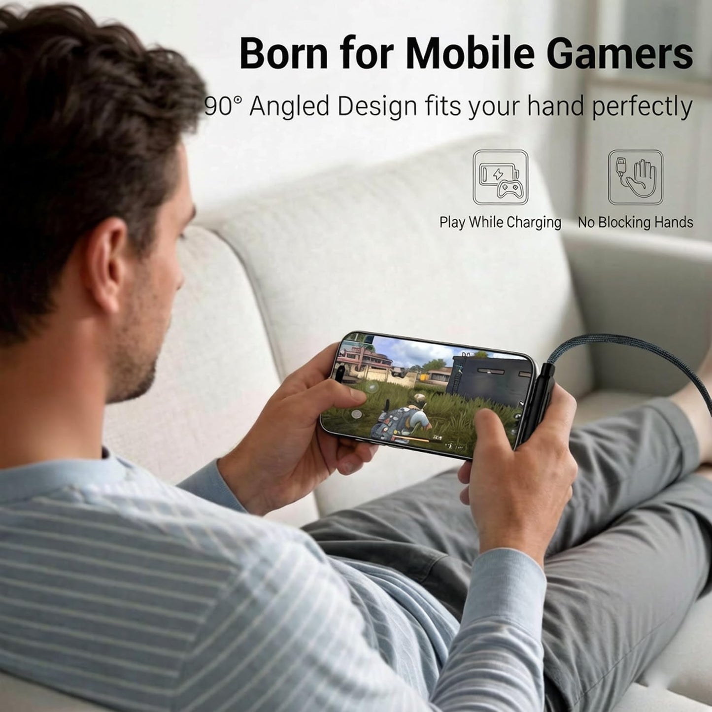 Mobile Braided Cable with Foldable Phone Stand | 240W Fast Charging