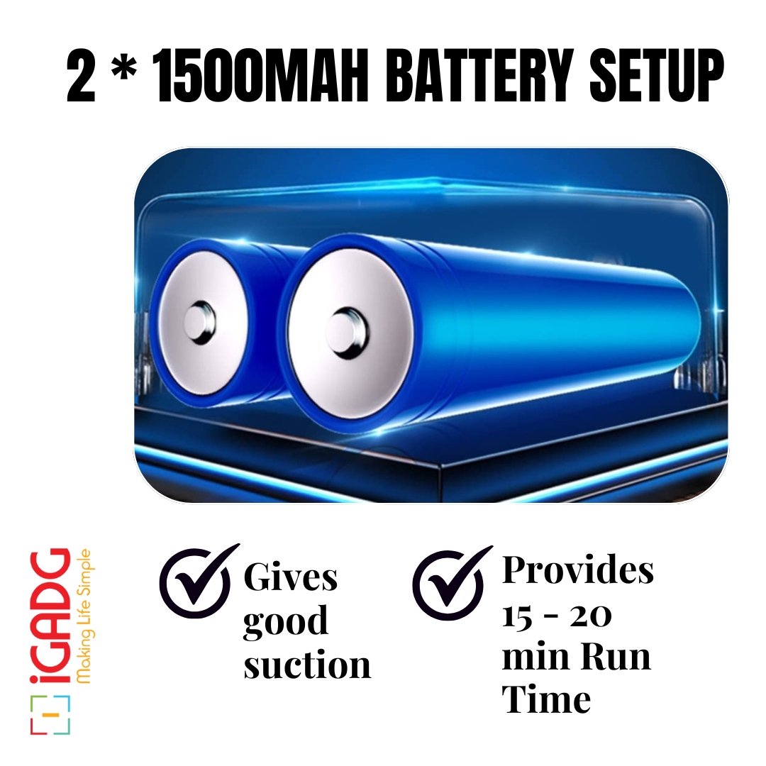 iGADG CVC-HS Handheld Car Vacuum Cleaner |Dual Battery | USB Rechargeable | 6000pa