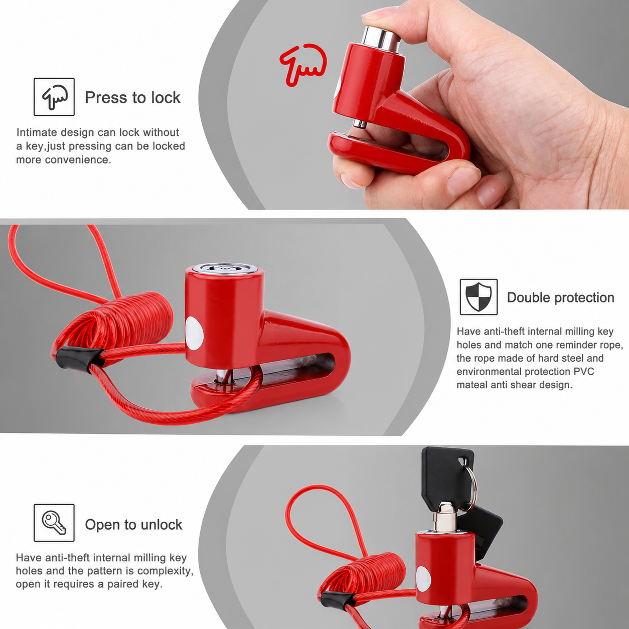 Anti Theft Heavy Duty Wheel Disc Brake Lock | Compact & Durable Security