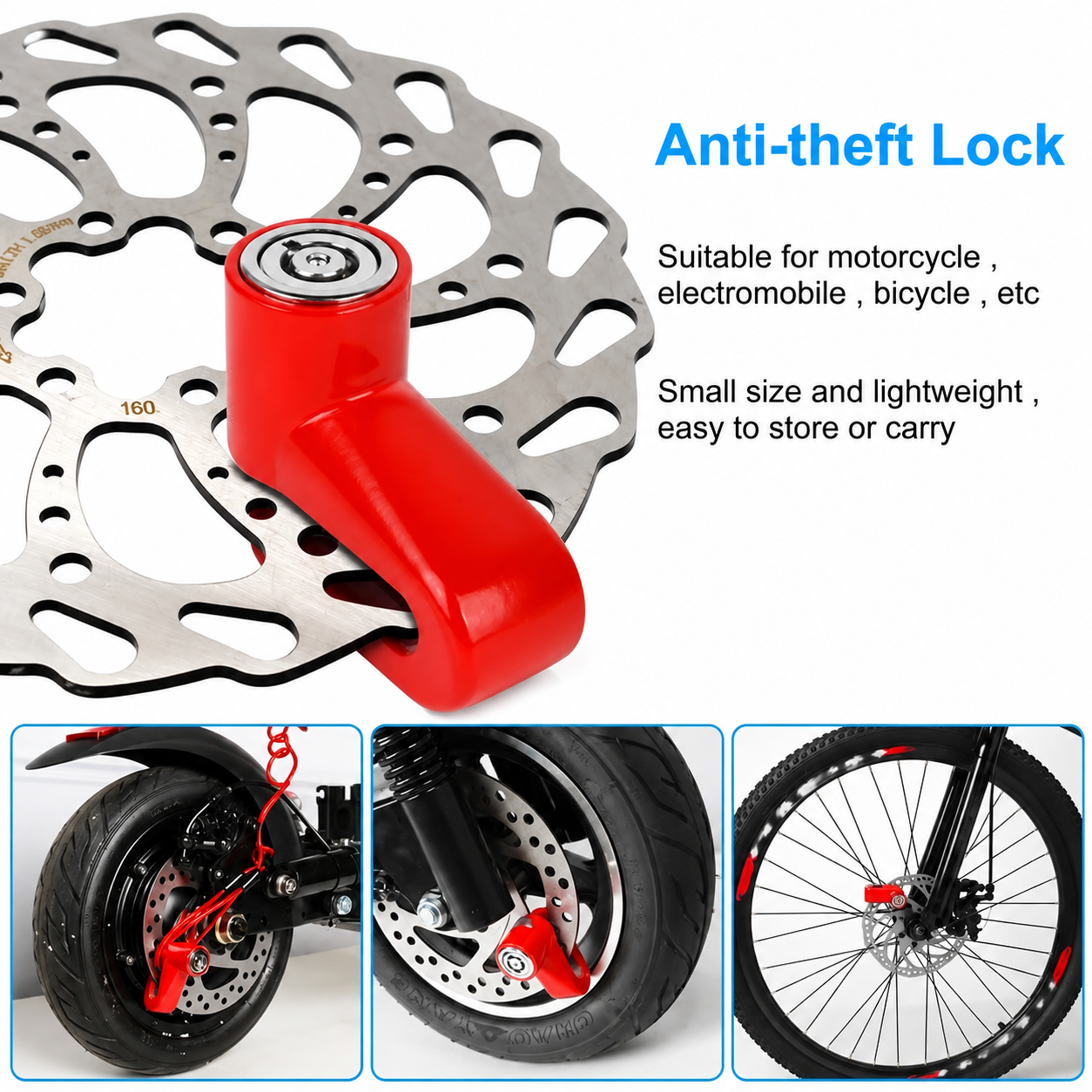 Anti Theft Heavy Duty Wheel Disc Brake Lock | Compact & Durable Security