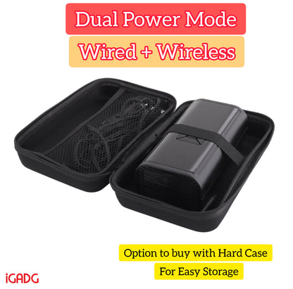 iGADG Dual Power Wired & Wireless Mini Tyre Inflator | Car & Bike with Auto-Shut | Works on 12v & Battery | Comes with EVA hard case