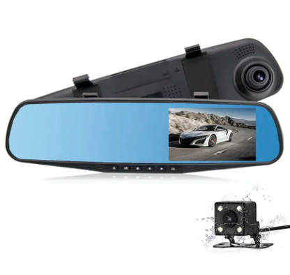 DriveGuard 1080P DVR Dual Lens Mirror Dash Camera with Night Vision G Sensor