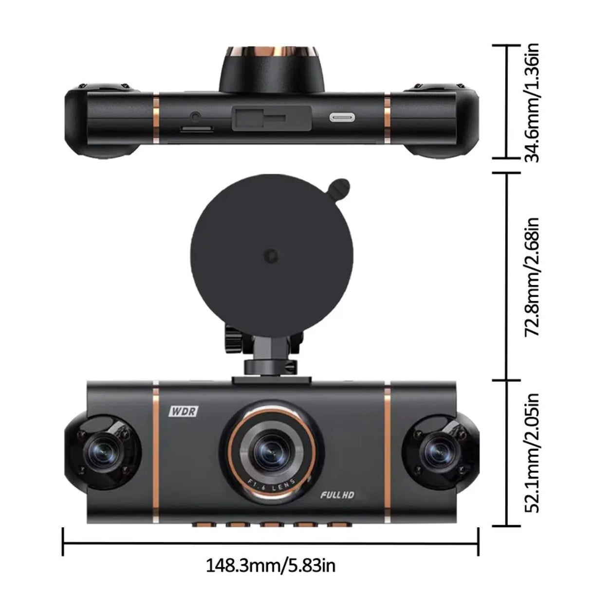 4 Lens 360° Car Dash Camera with Parking Monitoring Kit || 128GB SD Card Free