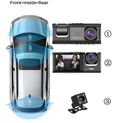 WiFiDashDrive 1080P Triple Lens Vehicle Video Recorder