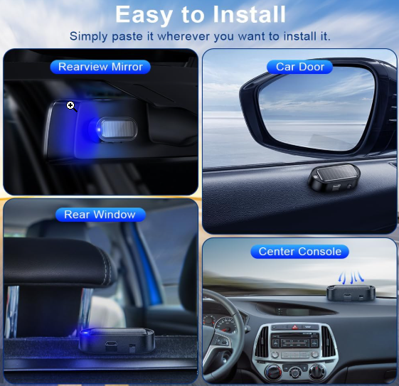 Solar Anti-Theft LED Flashing Warning Lights for Vehicles & Bikes with USB Charging
