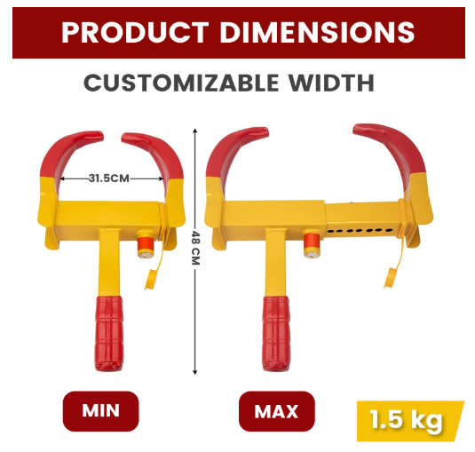 Adjustable Heavy Duty Universal Car Wheel Lock – Anti-Theft Security Tire Clamp