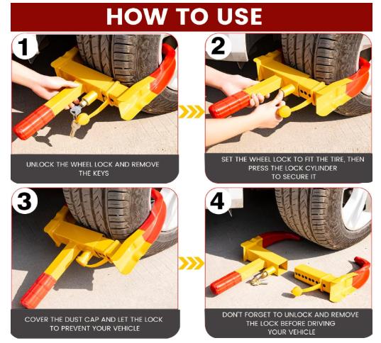 Adjustable Heavy Duty Universal Car Wheel Lock – Anti-Theft Security Tire Clamp