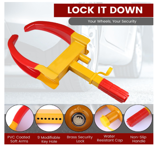 Adjustable Heavy Duty Universal Car Wheel Lock – Anti-Theft Security Tire Clamp