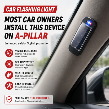 Solar Anti-Theft Flashing Light  - Front & Rear Protection (Pack of 2)
