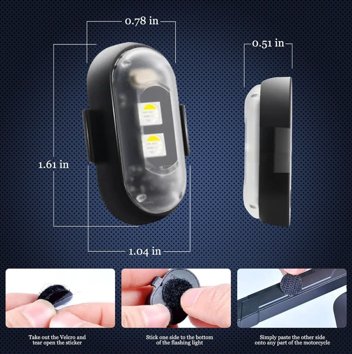 Wireless LED Strobe Lights with Remote – USB Rechargeable, 8 Colors, Emergency Flashers for Car, Bike, Drone