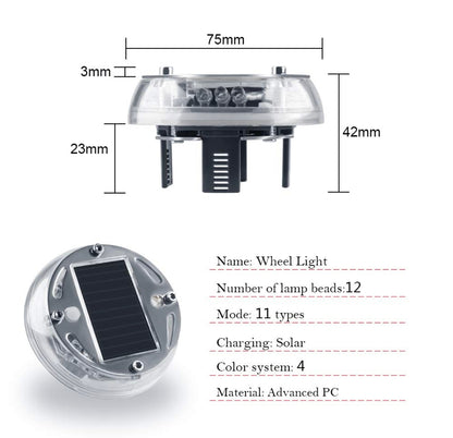Solar Car Wheel Hub Fancy Light - Motion Sensor, Waterproof, Colorful