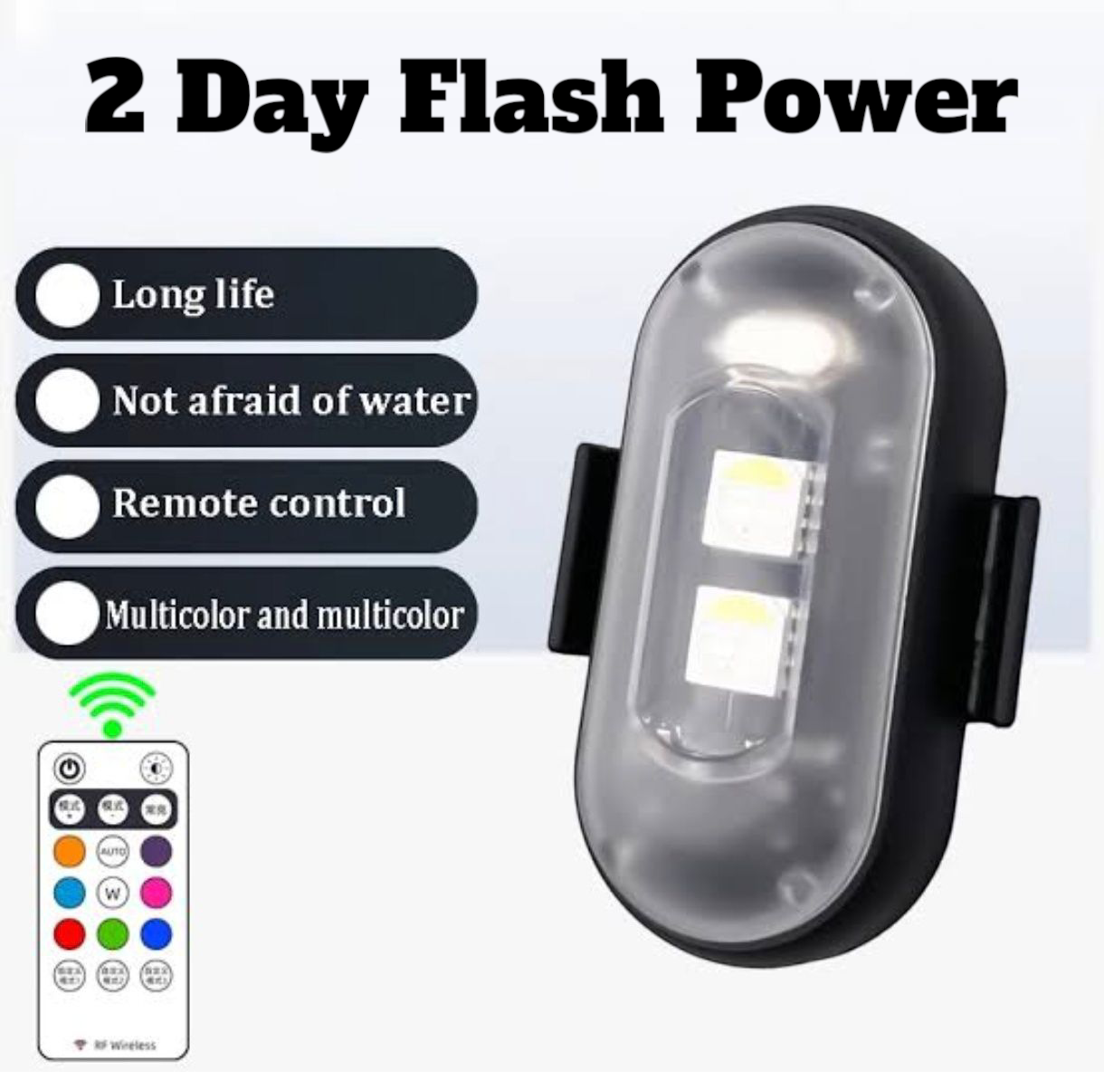 Wireless LED Strobe Lights with Remote – USB Rechargeable, 8 Colors, Emergency Flashers for Car, Bike, Drone