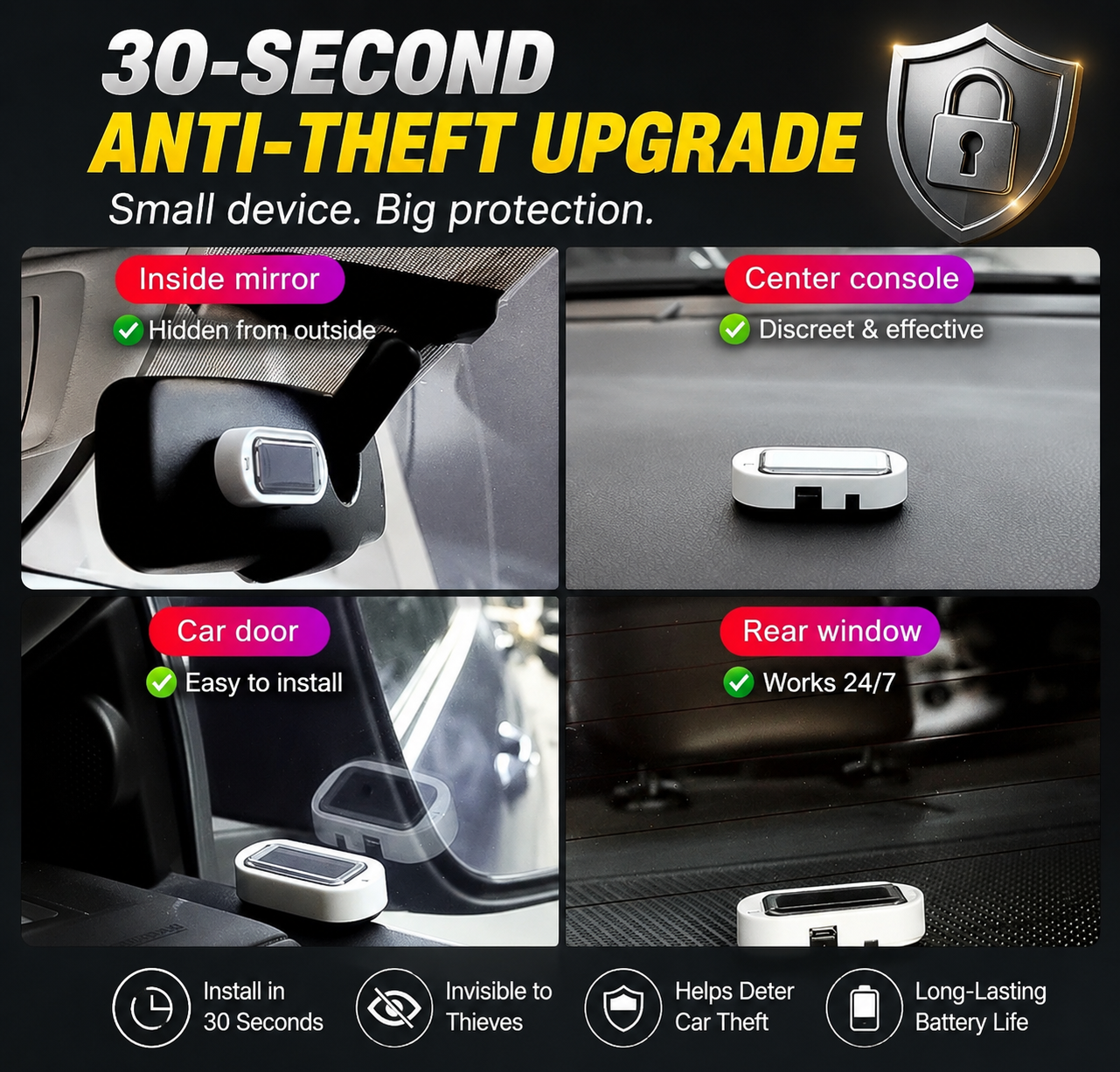 Solar Anti-Theft Flashing Light  - Front & Rear Protection (Pack of 2)