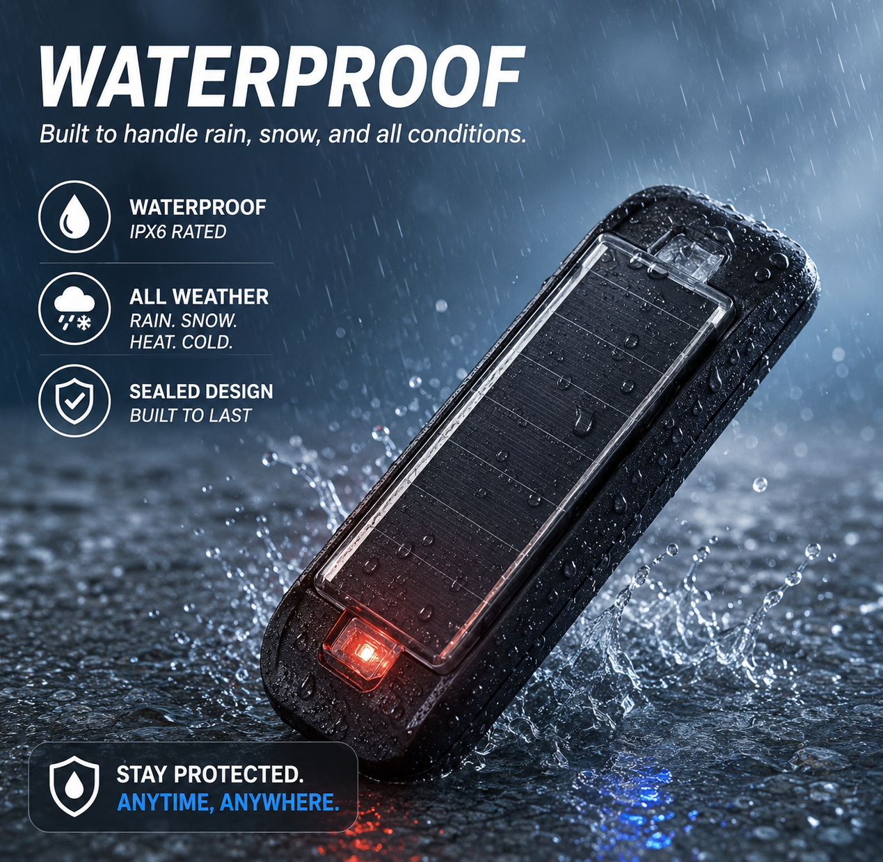 Solar Anti-Theft Flashing Light  - Front & Rear Protection (Pack of 2)
