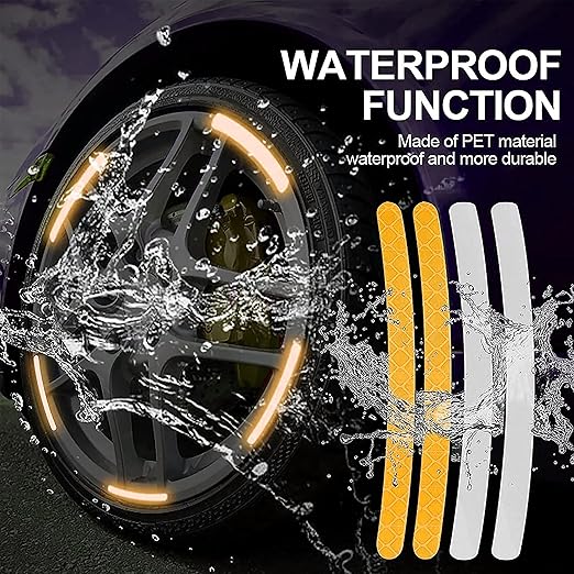 Ultra-Reflective Rim Edge Stickers For Car Wheels | Pack of 20 Stickers